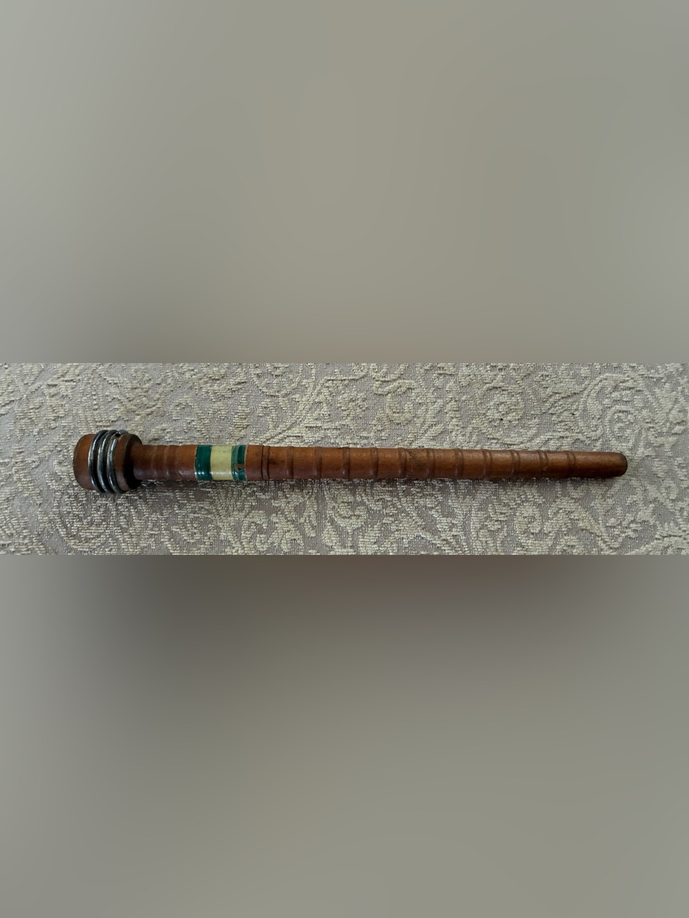 Vintage Industrial Textile Wooden Bobbin Spool w/ Metal Bands